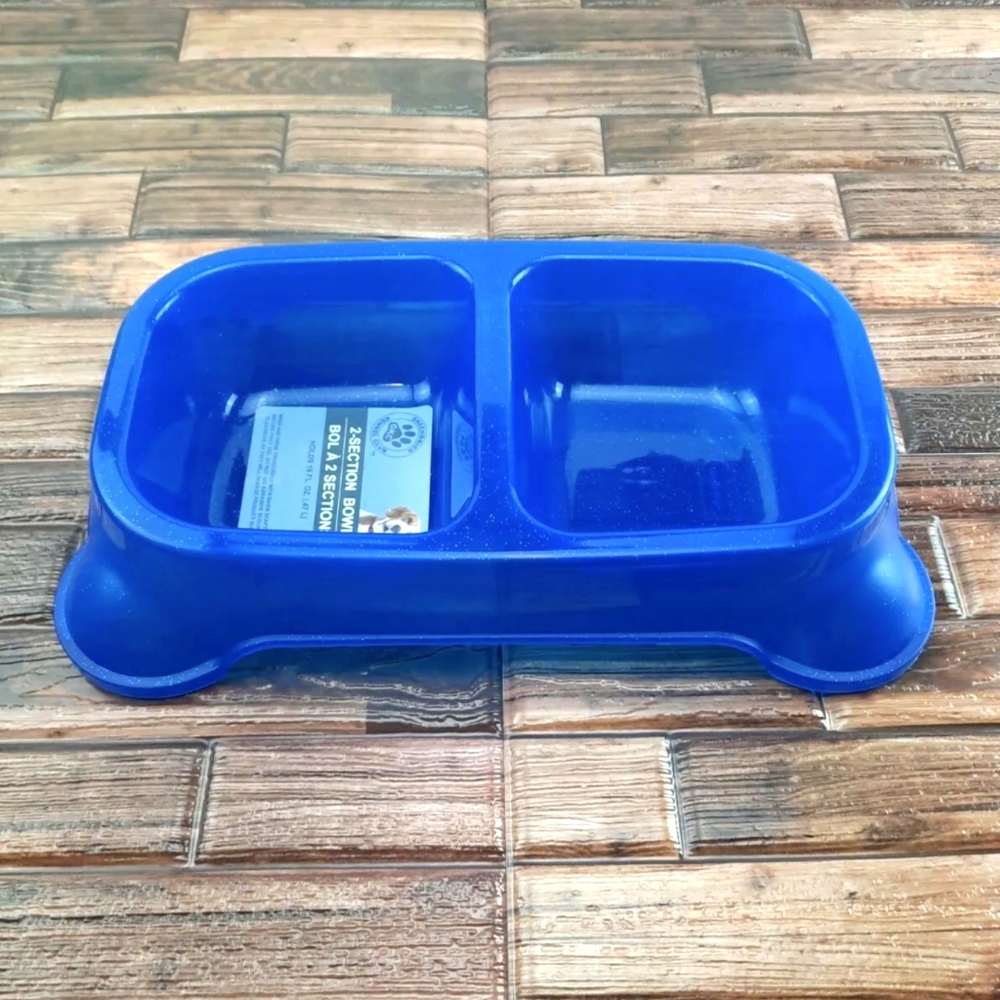 Non-Slip Double Dog Bowl Dish (Blue) Pet Food & Water Dish